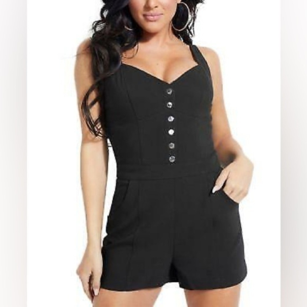🖤 G by Guess Black Button Front Romper | XS